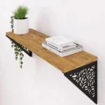 Półka dębowa loft ścienna – ażurowe liście